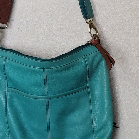 Fossil Morgan Large Zip Top Crossbody/Messenger Bag Maroon Leather - Picture 4 of 10